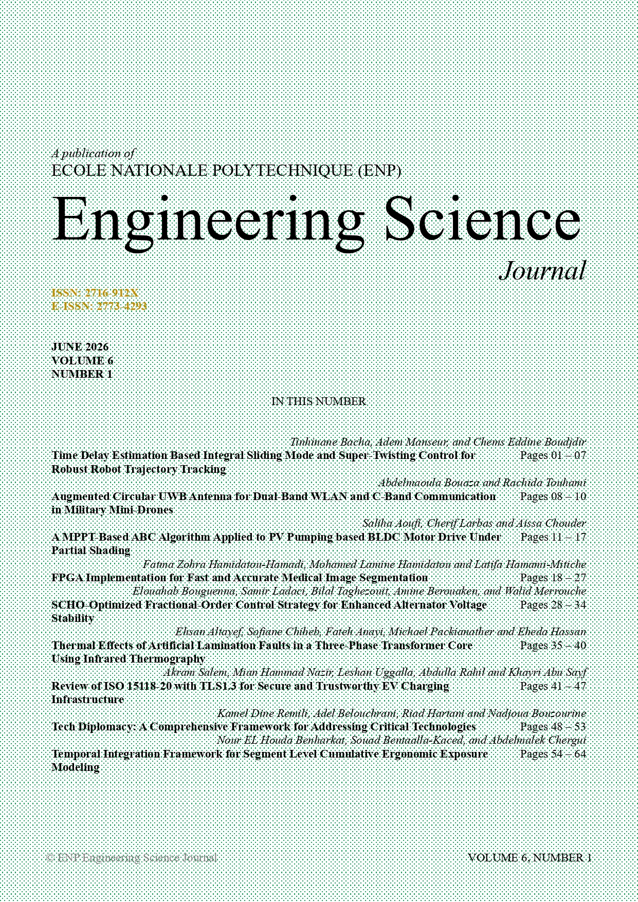 					View Vol. 6 No. 1 (2026): ENP Engineering Science Journal
				